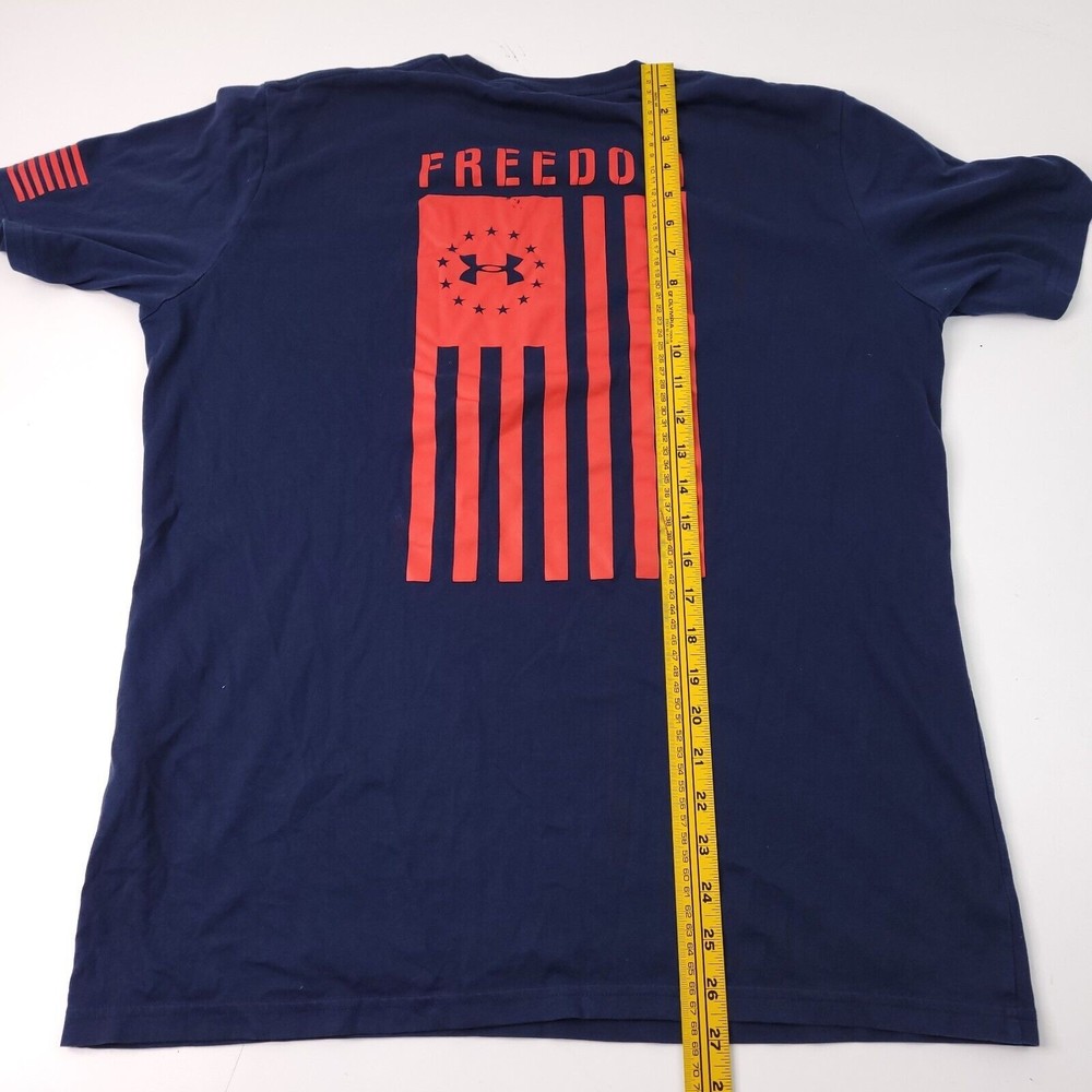 Under Armour Freedom Shirt Navy Red Large Heatgear Loose Fit Large